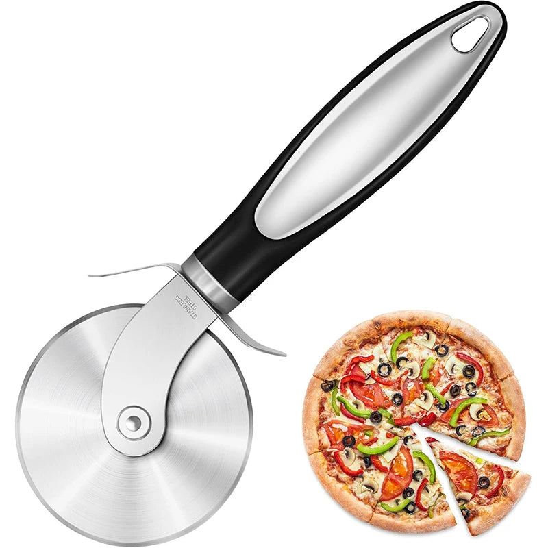 Cortador de Pizza Premium, rueda cortadora de Pizza de acero inoxidable, rebanador de Pizza súper afilado con mango antideslizante, utensilios de cocina JT542