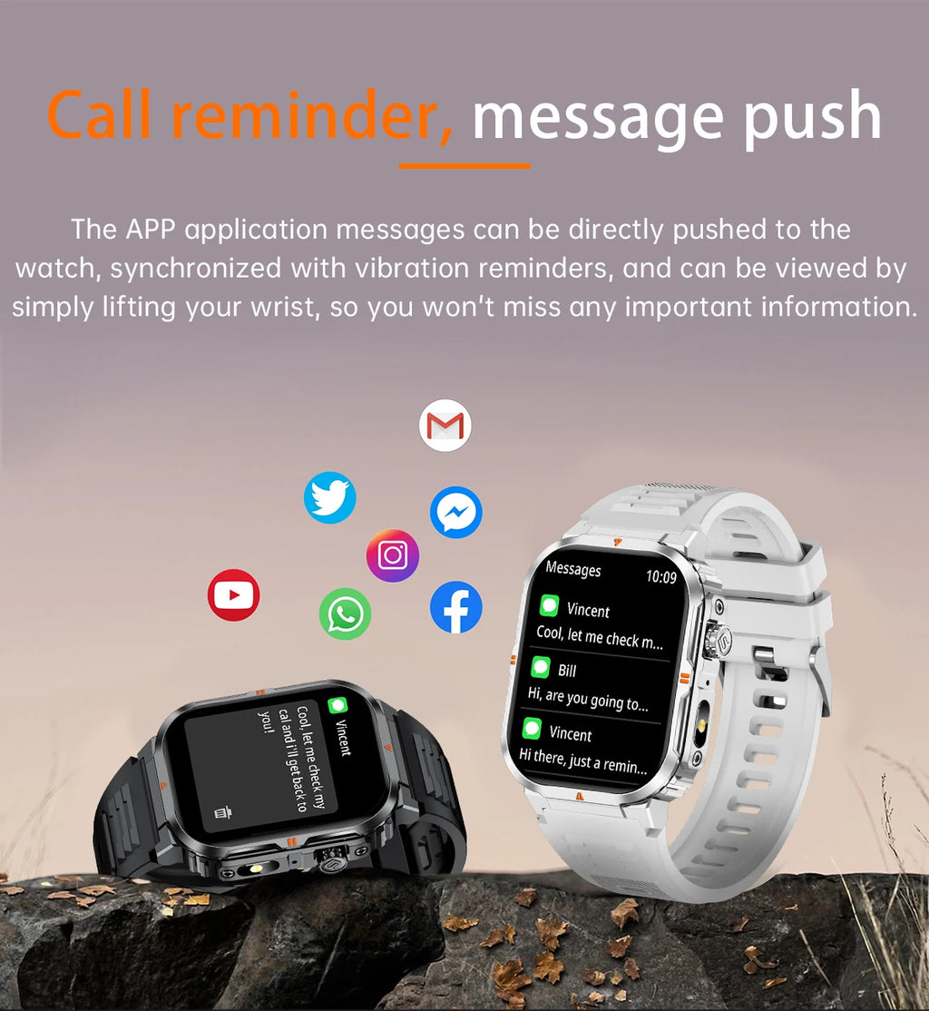 LIGE Reloj Inteligente Militar IP68 Linterna