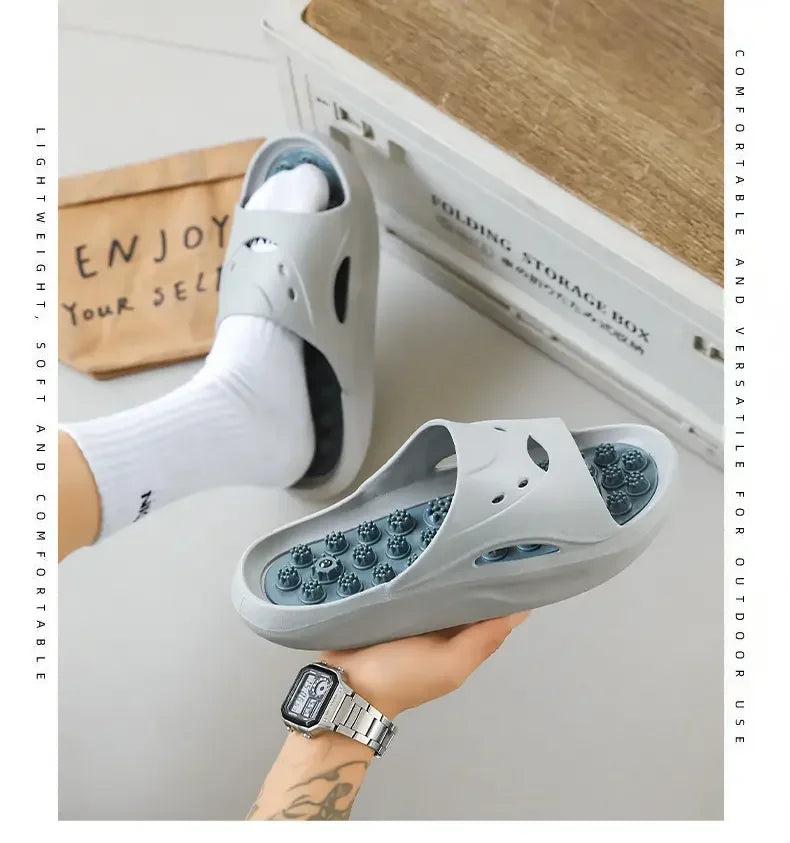Pantuflas de masaje con acupresión magnética antideslizantes para baño