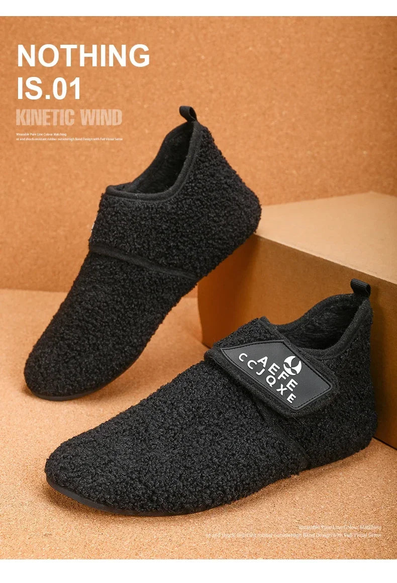 YRZL zapatos de algodón de invierno para hombre, zapatillas ligeras sin cordones cálidas, mocasines de algodón de felpa para dormitorio y hogar, zapatos cálidos de invierno para hombre