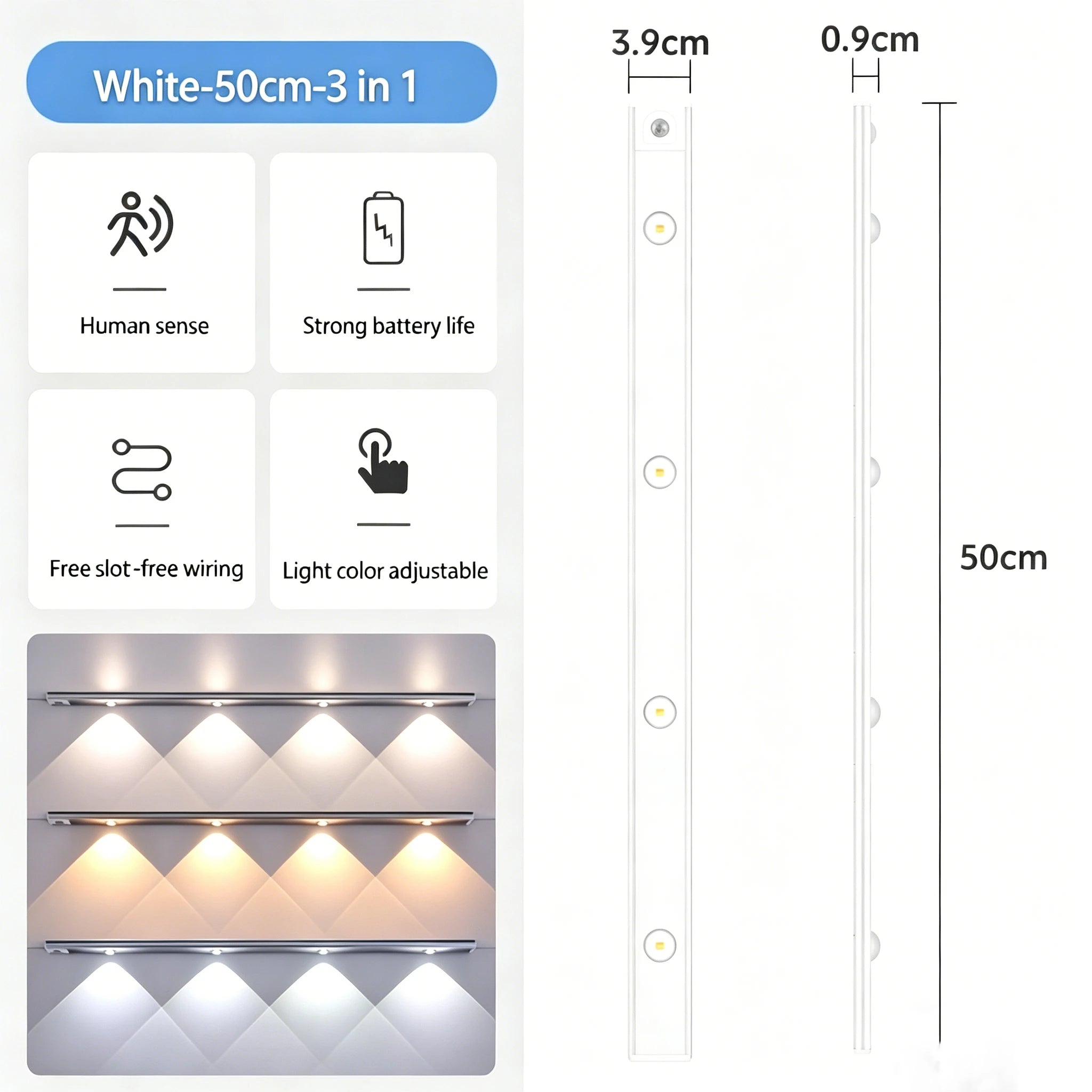 Luz LED Nocturna Regulable con Sensor para Armario