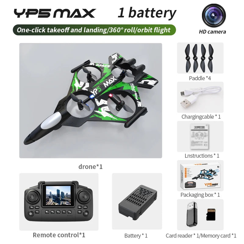 Dron de Acrobacias YP5 MAX con Cámara HD, Plegable, Vuelo Orbital