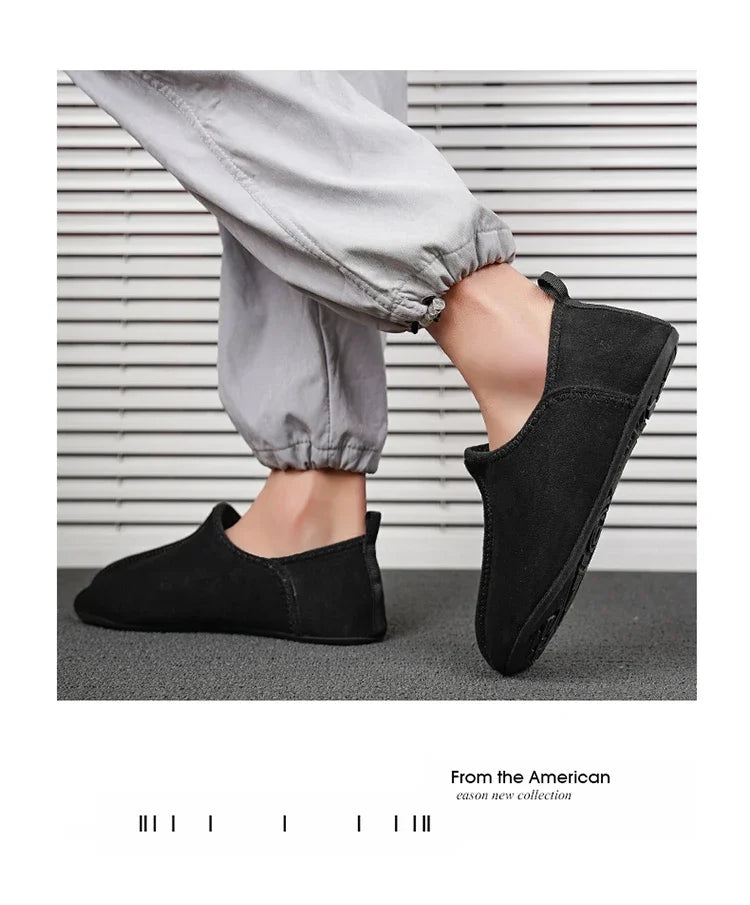 YRZL zapatos de algodón de invierno para hombre, zapatillas ligeras sin cordones cálidas, mocasines de algodón de felpa para dormitorio y hogar, zapatos cálidos de invierno Unisex
