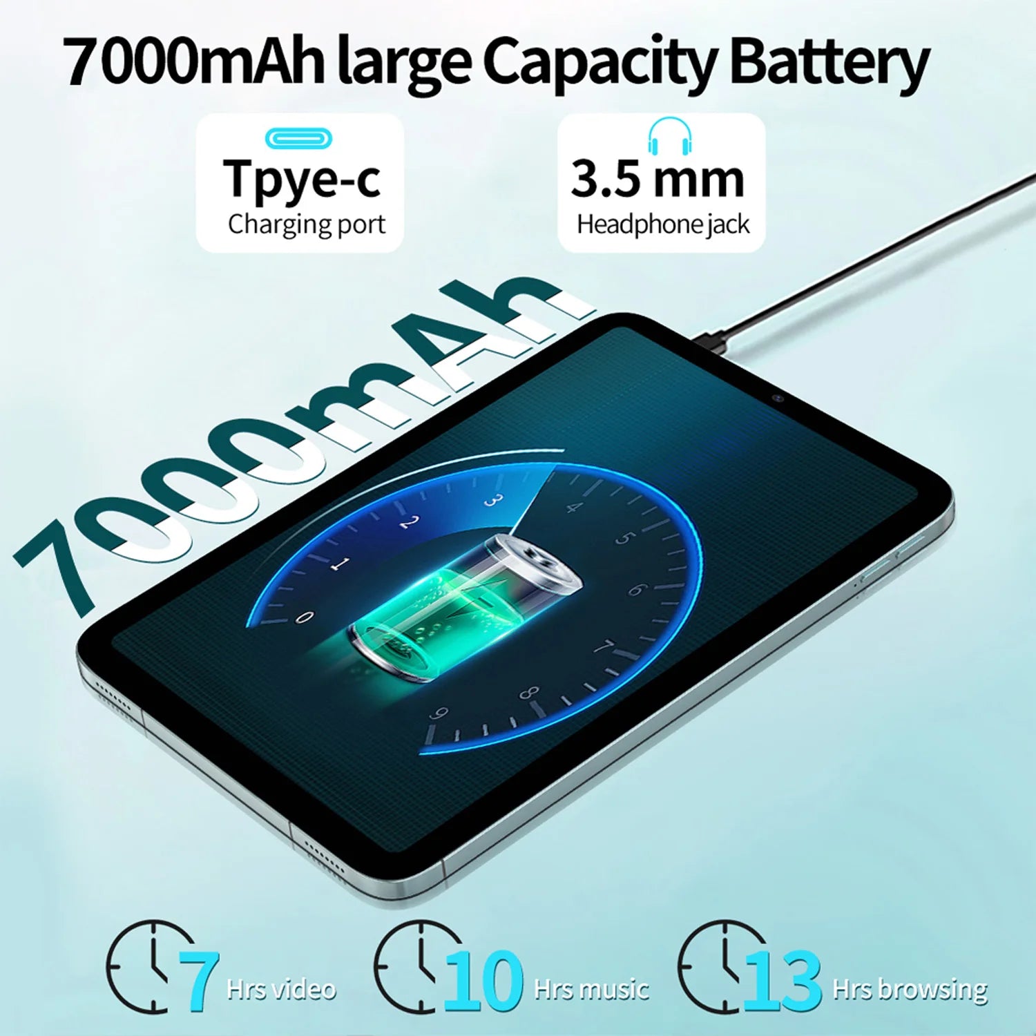 Tablet Android de 10.1 Pulgadas, 12GB+128GB, Octa-Core, 7000mAh, Android 14, Google Play, Llamadas Telefónicas 4G LTE, WiFi 5G, Versión Global