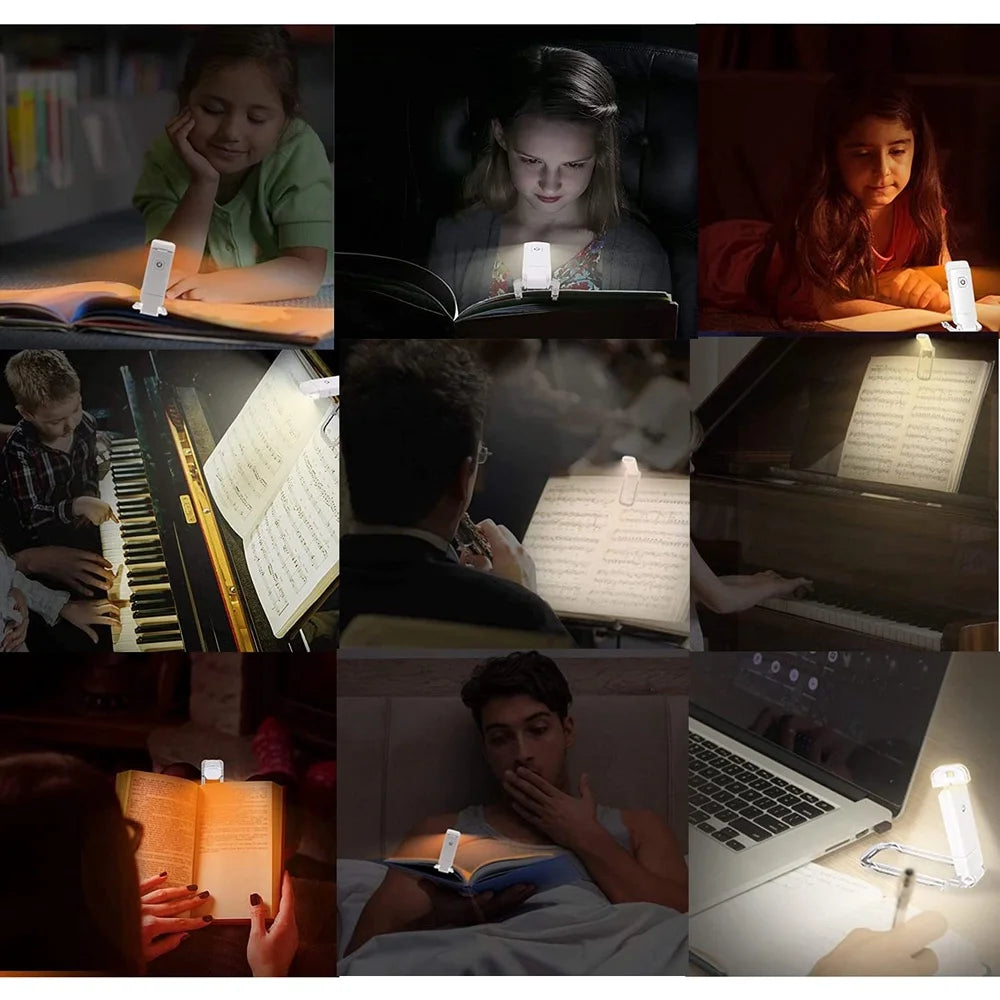 Mini Luz de Lectura LED con Clip, Brillo Ajustable