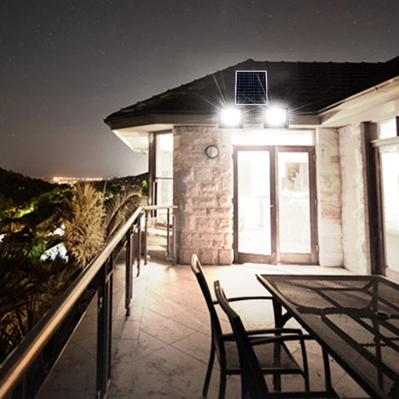 Reflector solar LED 400W 2 cabezales para jardín impermeable IP65