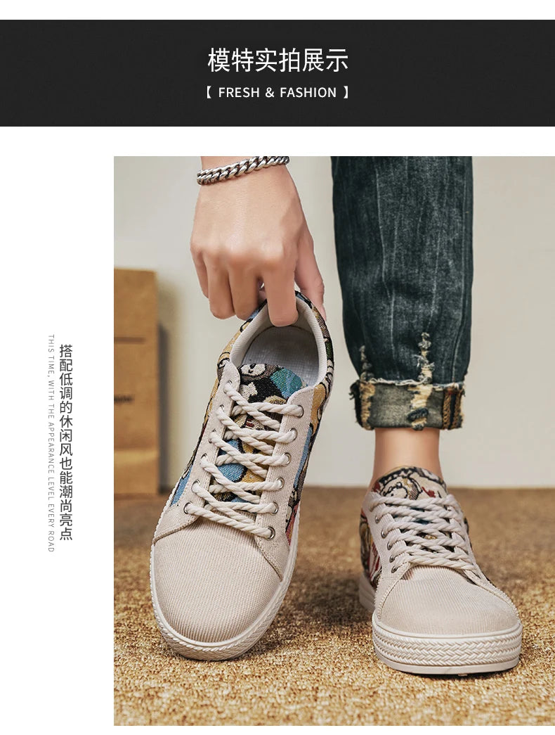 Zapatos informales de tela para hombre, zapatos para caminar al aire libre, ligeros y transpirables, para primavera y verano, zapatos planos cómodos y a la moda para jóvenes