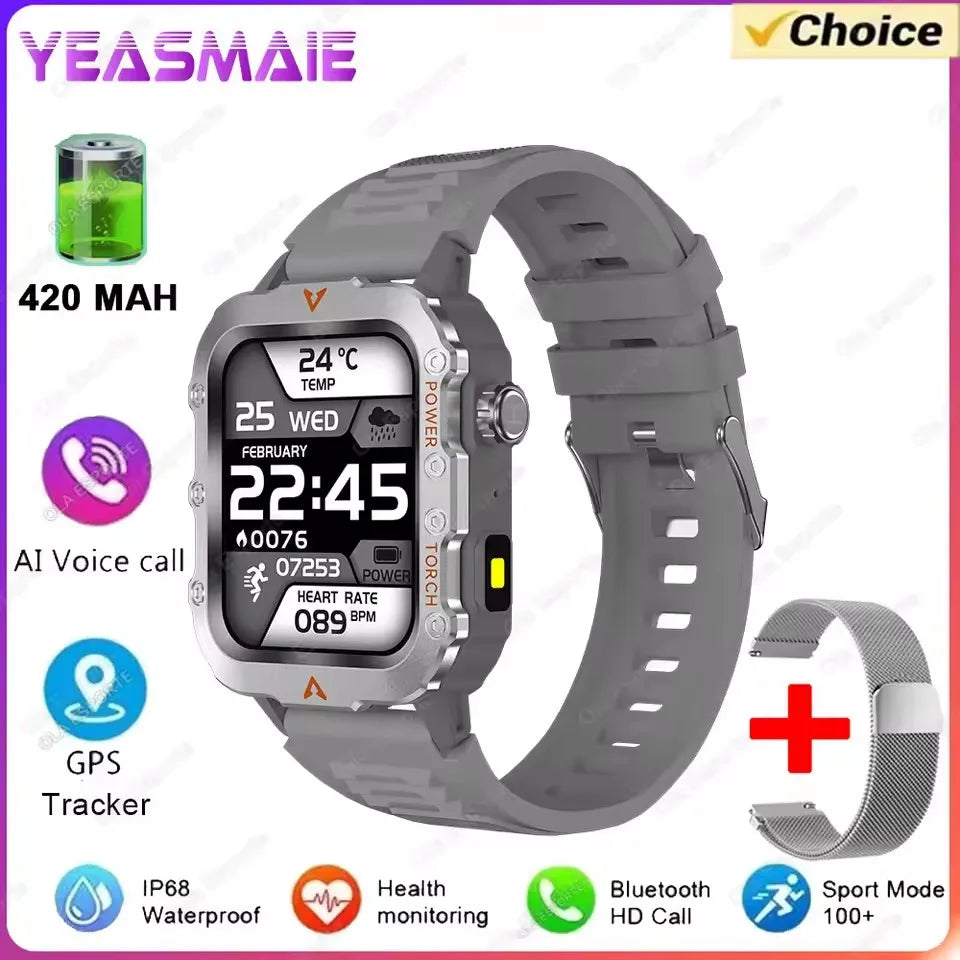 Smartwatch Militar Resistente con Llamadas Bluetooth y Voz AI