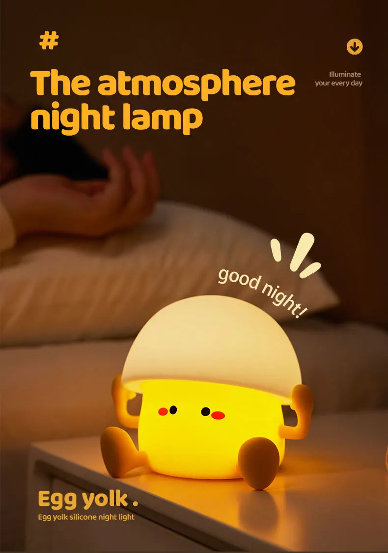 Bonita luz nocturna, lámpara de yema de huevo, lámpara de seta, decoración creativa de escritorio, carga USB, luz nocturna interior para niños, regalo de cumpleaños