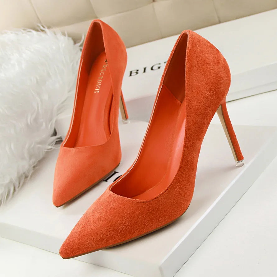 Zapatos de Tacón Alto 9cm para Mujer - Gamuza, Tallas Grandes
