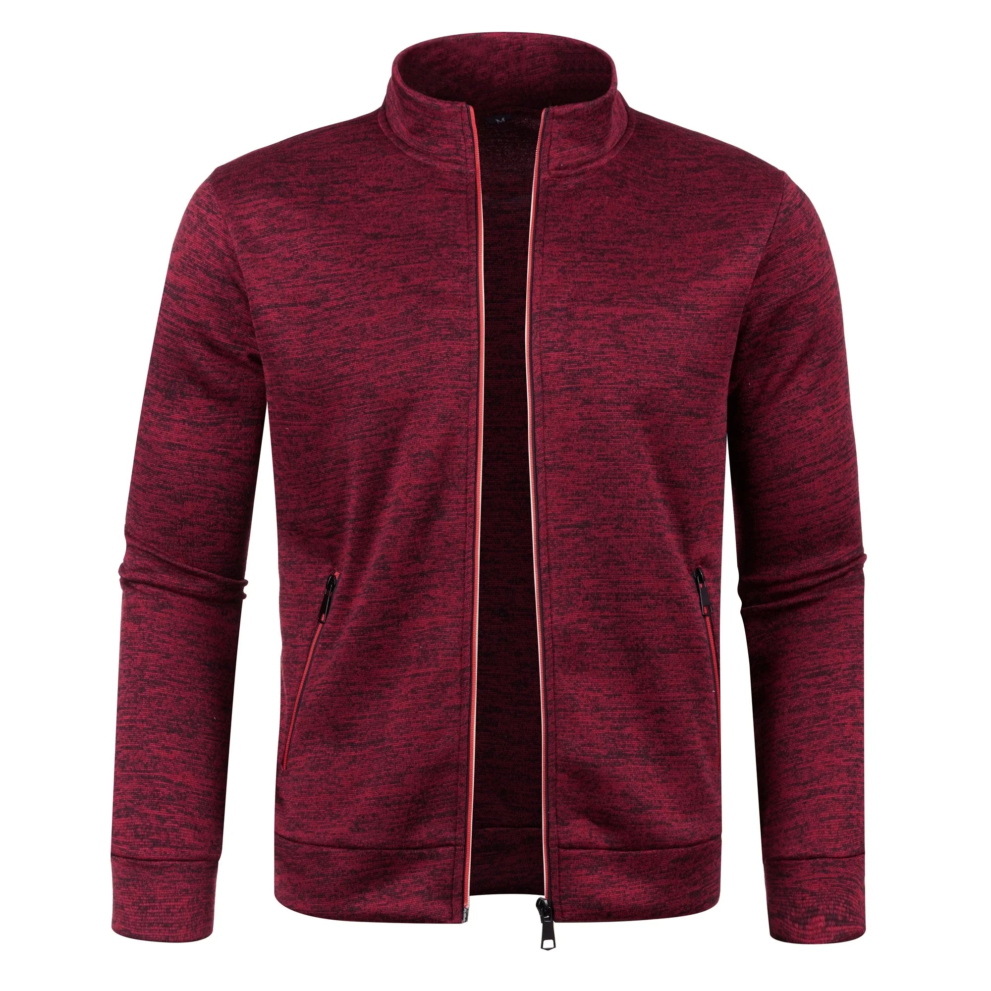 Otoño e Invierno, nuevo suéter largo con cremallera y mangas de bloque de Color para hombre, suéter fino de felpa, chaqueta informal ajustada, abrigo cómodo