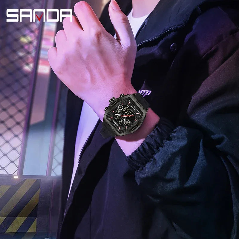 Reloj Deportivo Digital SANDA 6235 para Hombre con LED y Pantalla Dual