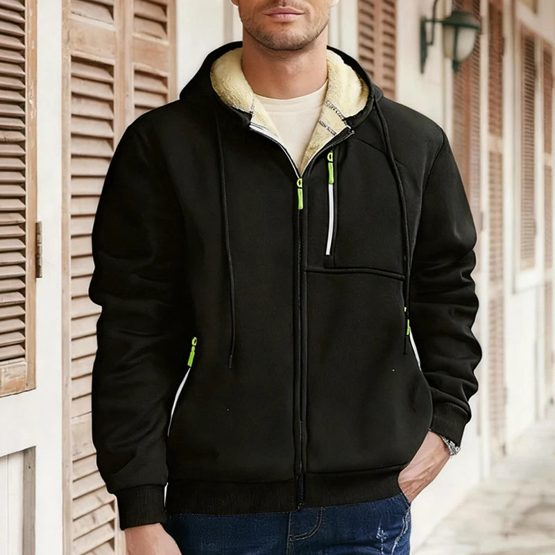 Chaqueta de Invierno con Forro Sherpa y Capucha para Hombre