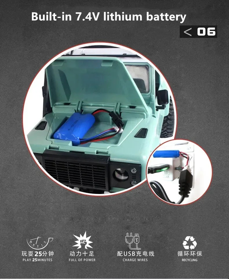 Coche RC Mangniu MN90 1/12 4WD con Luces LED Todoterreno