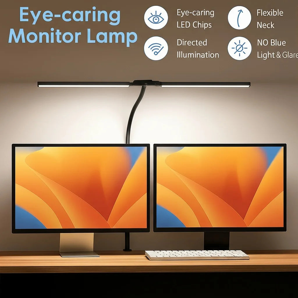 Lámpara de Escritorio LED Doble con Clip y Control Remoto