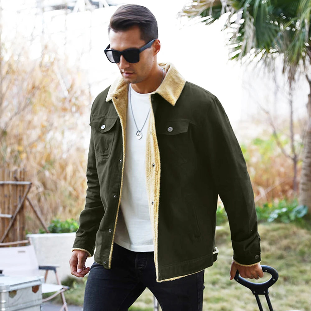 Parka de Invierno para Hombre con Forro Polar y Bolsillos