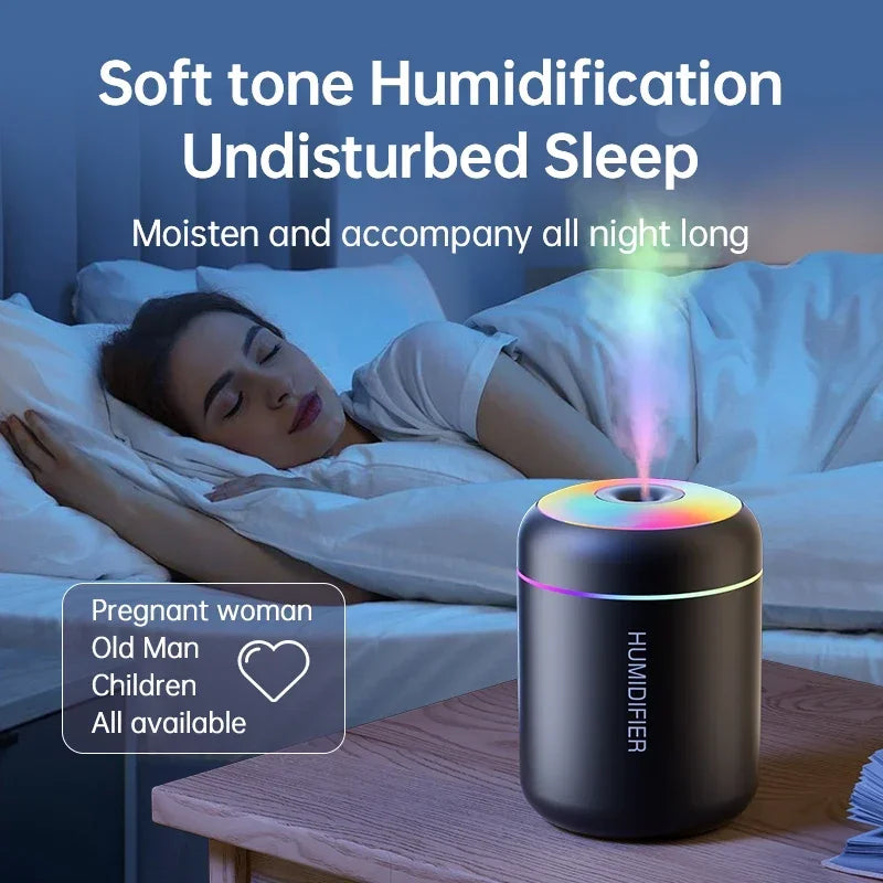 Mini humidificador difusor de aromas USB 180 ml para auto con luces