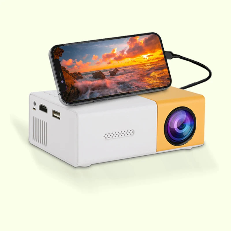 El mini proyector HD portátil YG300 es adecuado para proyectores domésticos, exteriores y portátiles, compatible con enlaces USB, HDMI y tarjetas SD