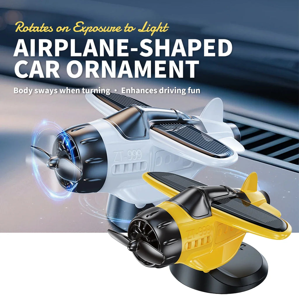 Mini avión con energía Solar, fragancia sólida, consola central para coche, adorno para salpicadero 360 °   Aire más fresco giratorio para aviones creativos