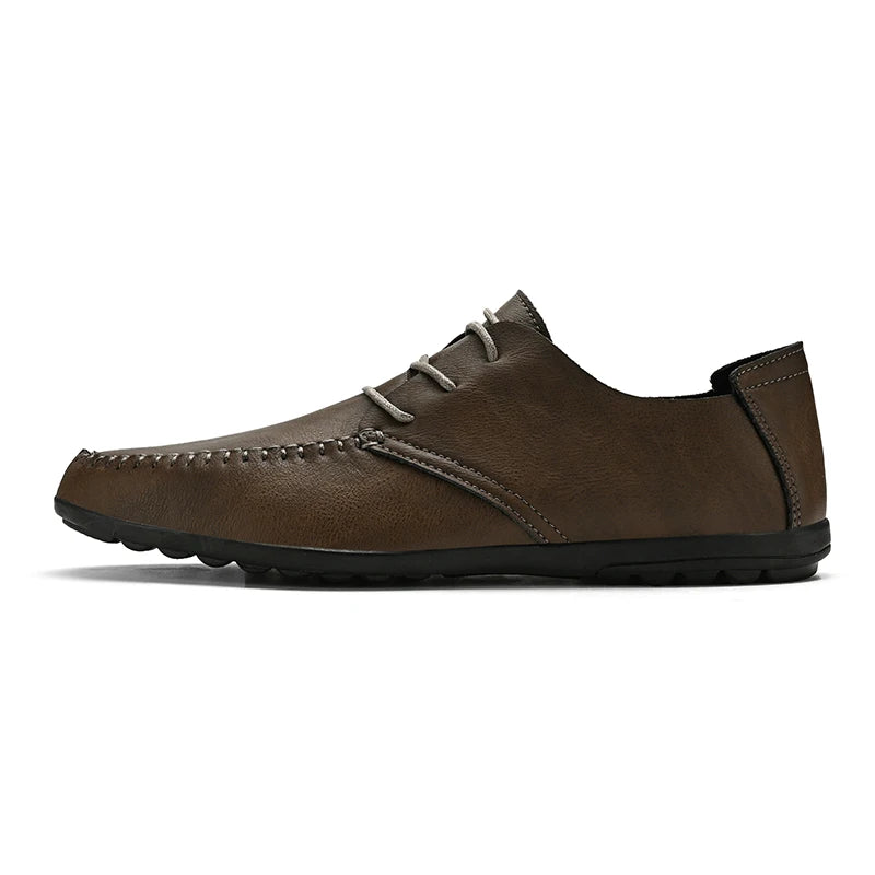 Zapatos de cuero para hombre, suelas blandas, zapatos de cuero informales de talla grande para las cuatro estaciones, zapatos de conducción versátiles para fiesta juvenil a la moda