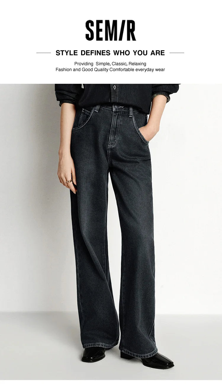 Jeans de Pierna Ancha con Forro Polar para Mujer, Cintura Alta, Cómodos