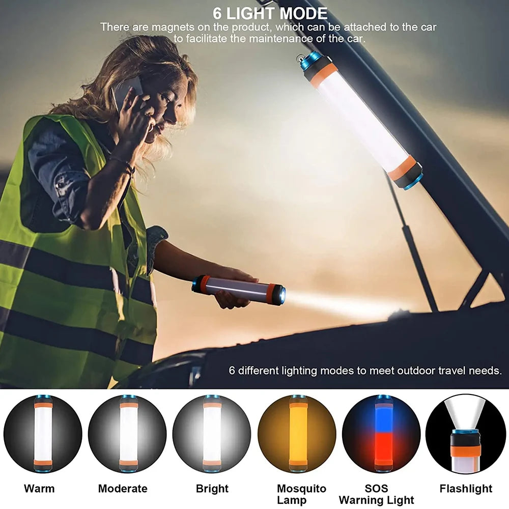 Luz LED Portátil Recargable para Acampar con Imán