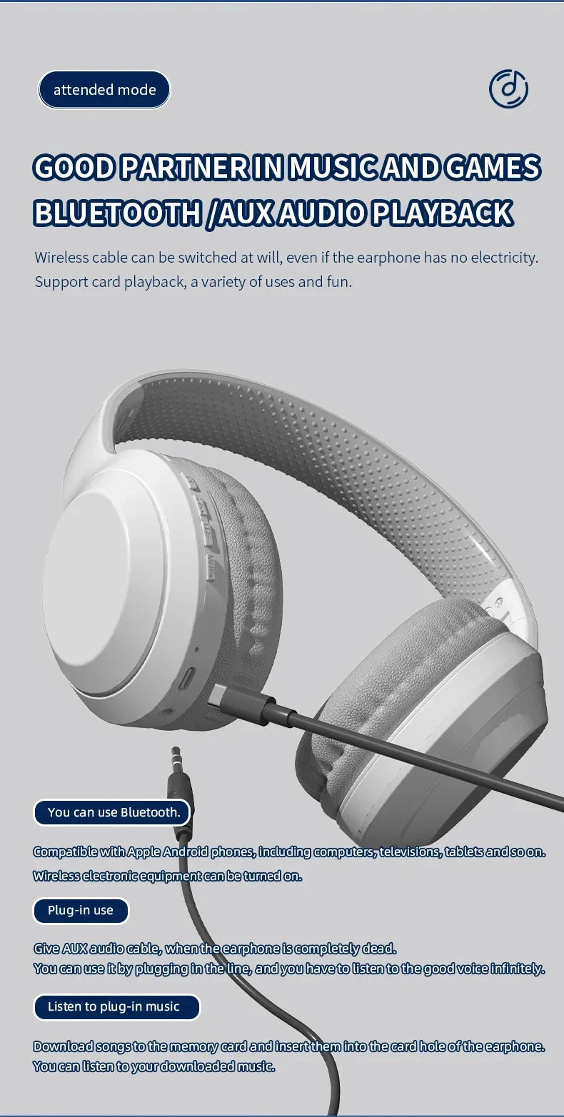 LonMao Auriculares Bluetooth 5.3 Gaming Plegables