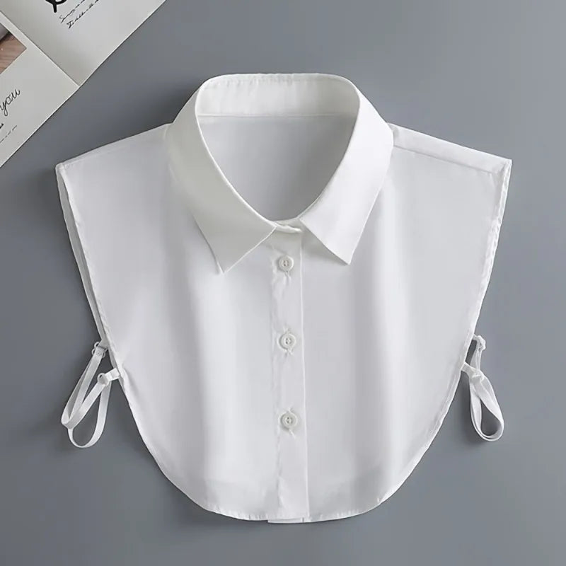 Cuello de Camisa Falso de Talla Única, Elegante y Desmontable con Botones para Estilo de Atuendo en Capas, Accesorio de Moda, Diseño sin Mangas
