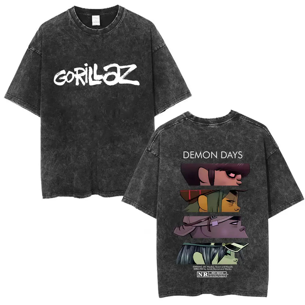 Camiseta Vintage Gorillaz, Punk Hip Hop Oversize, Unisex