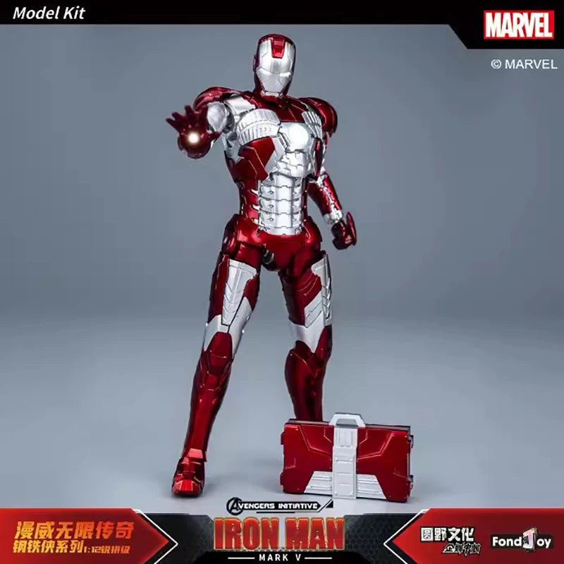 Figura de Anime de Iron Man MK5 de Marvel, Kit de Modelo a Escala 1/12, Serie Infinity Saga, Ironman Mark 5, Ensamblaje ABS, Articulaciones Móviles, Regalos y Juguetes