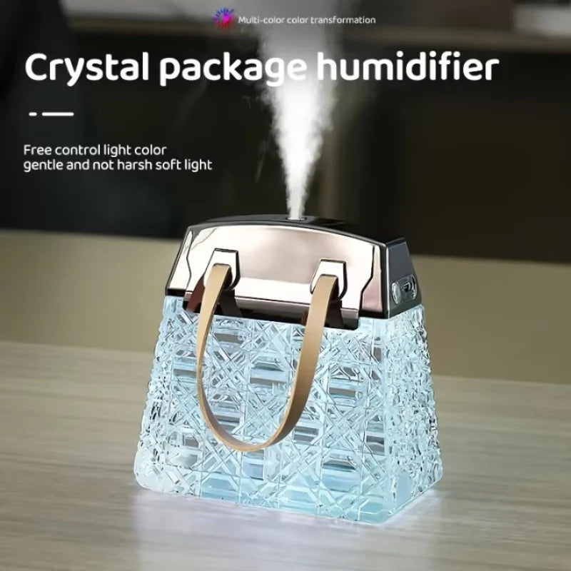 Humidificador ultrasónico con bolsa de cristal 300 ml, difusor de aromas USB con luces de color
