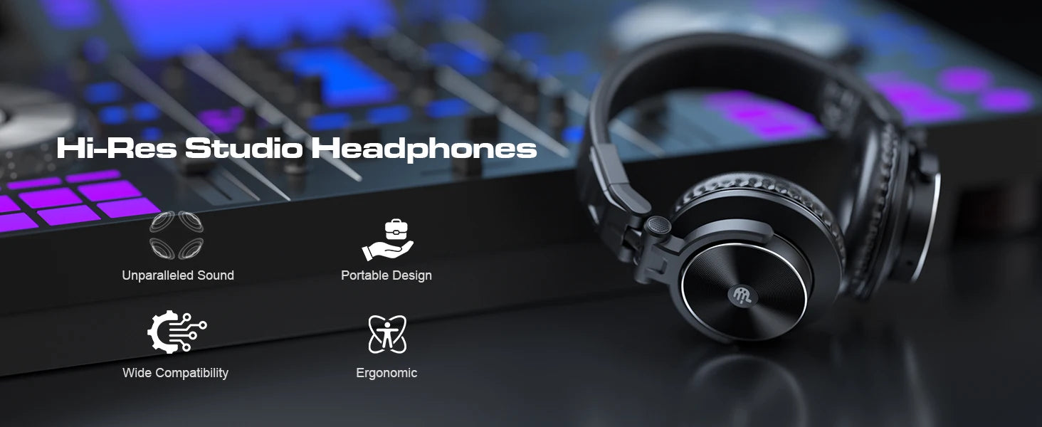 Auriculares de estudio DJ auriculares profesionales 40kHz estéreo de alta resolución 3,5mm/6,35mm conector de Audio grabación con cable auriculares Monitor de Audio