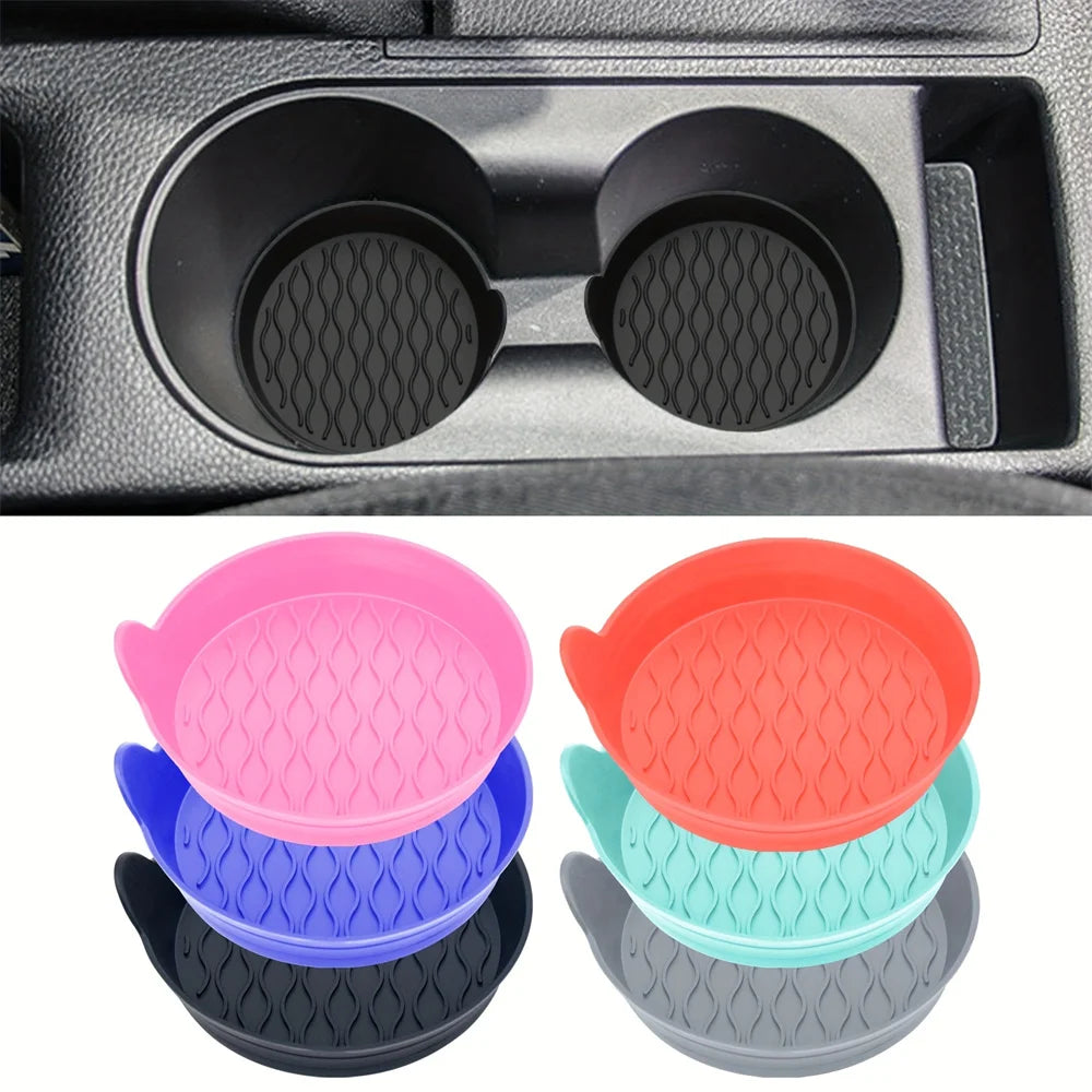 Estera Universal para taza de coche de silicona, estera para taza de agua con orificio medio para coche, estera para taza de agua creativa antideslizante circular para coche