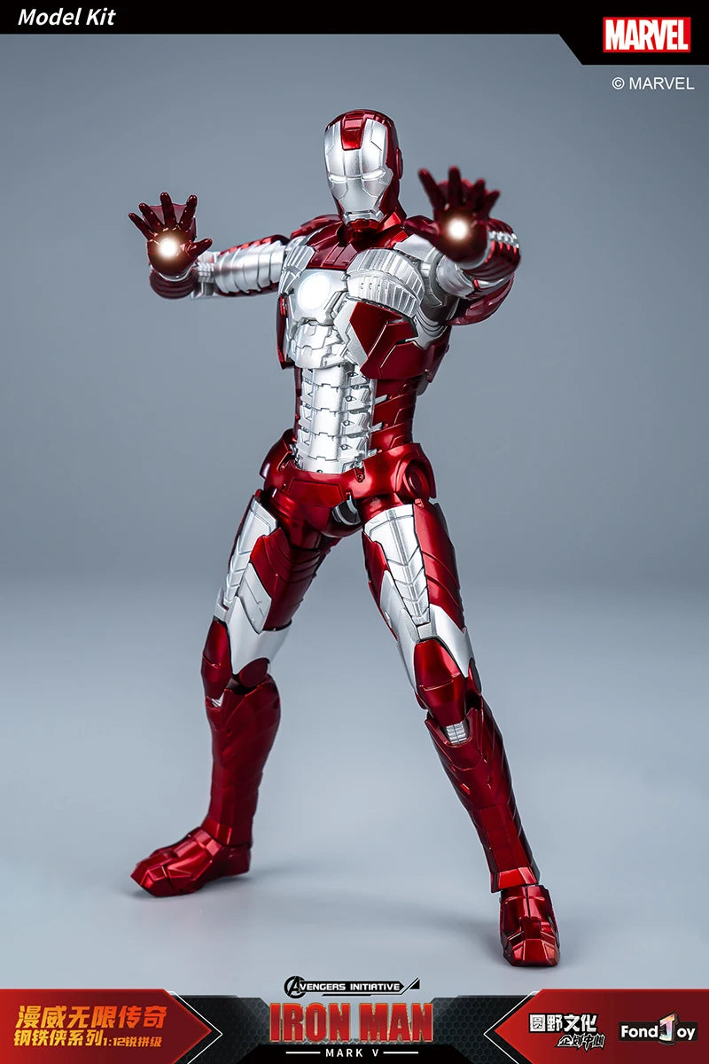 Figura de Anime de Iron Man MK5 de Marvel, Kit de Modelo a Escala 1/12, Serie Infinity Saga, Ironman Mark 5, Ensamblaje ABS, Articulaciones Móviles, Regalos y Juguetes