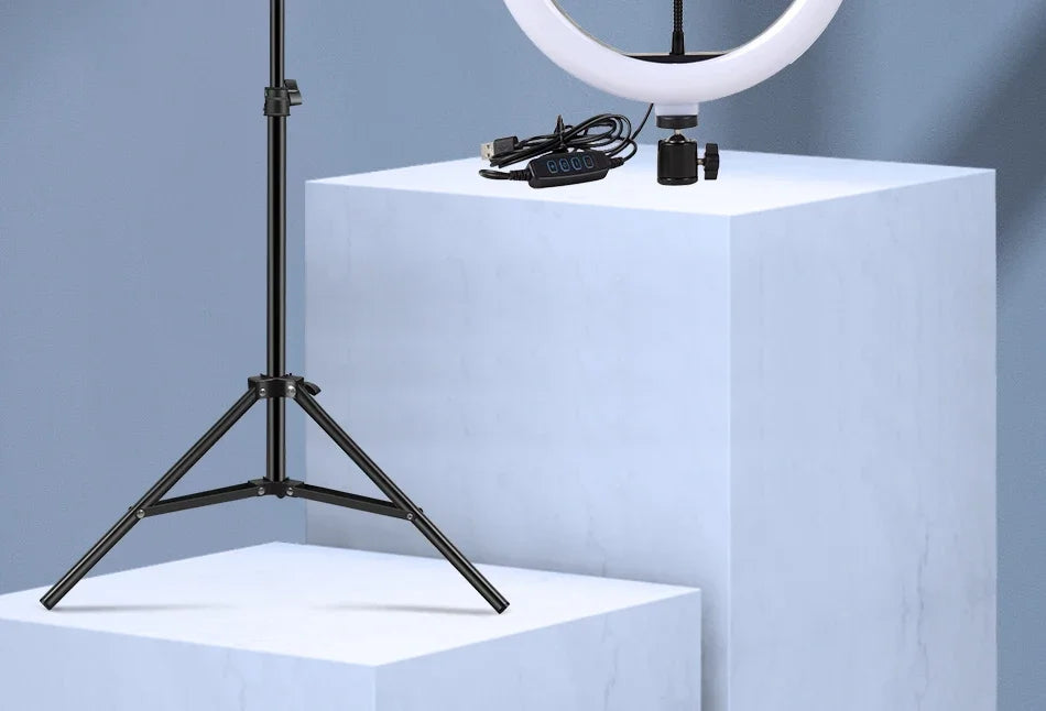Luz de Video de 26CM, Anillo de Luz LED Regulable para Selfies, Lámpara de Anillo USB con Soporte de Trípode Opcional para Grabación de Video y Maquillaje