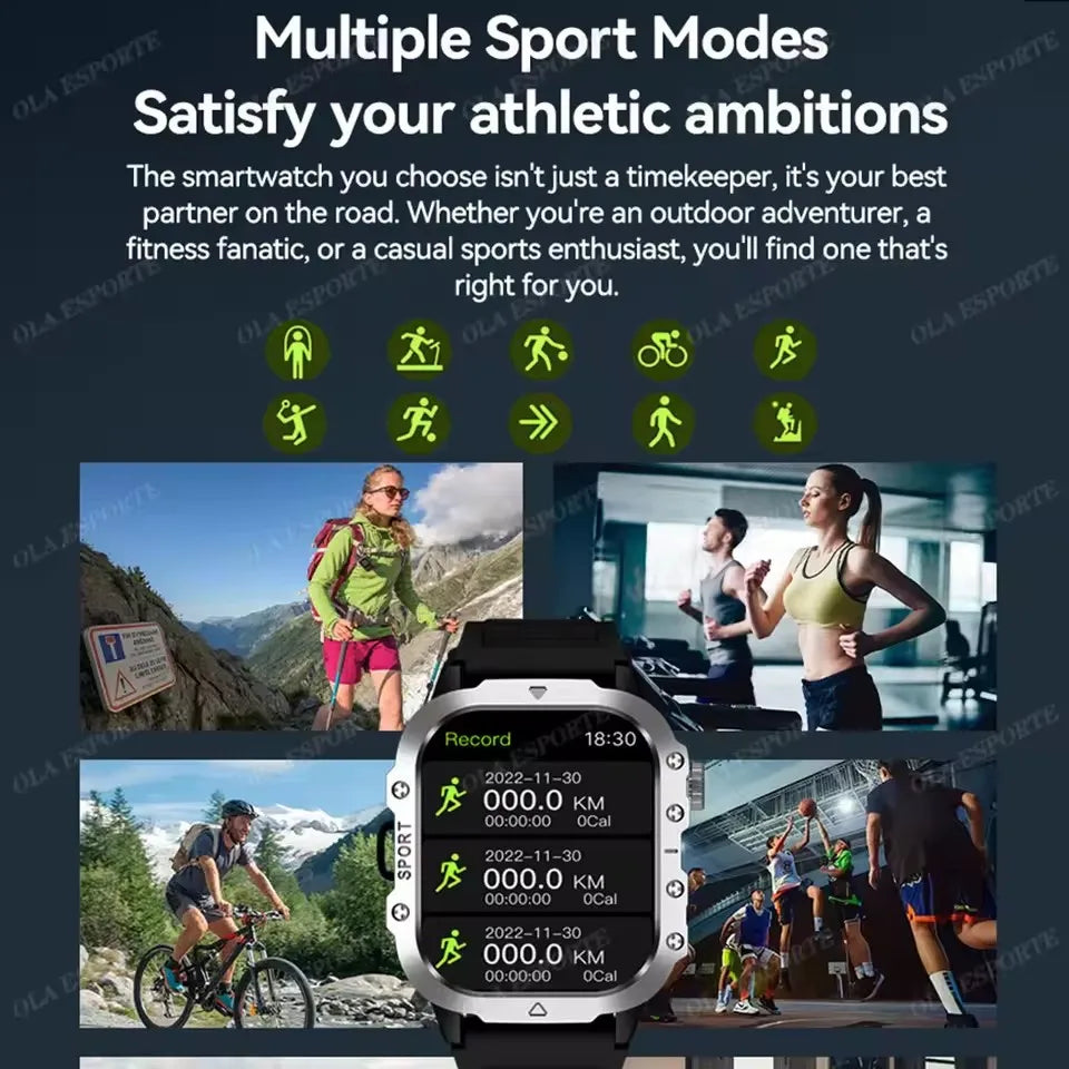 Reloj Inteligente Militar Resistente 2026, para Hombre, con Llamadas Bluetooth, Monitoreo de Salud, Voz AI, Deportivo, Resistente al Agua, para Android