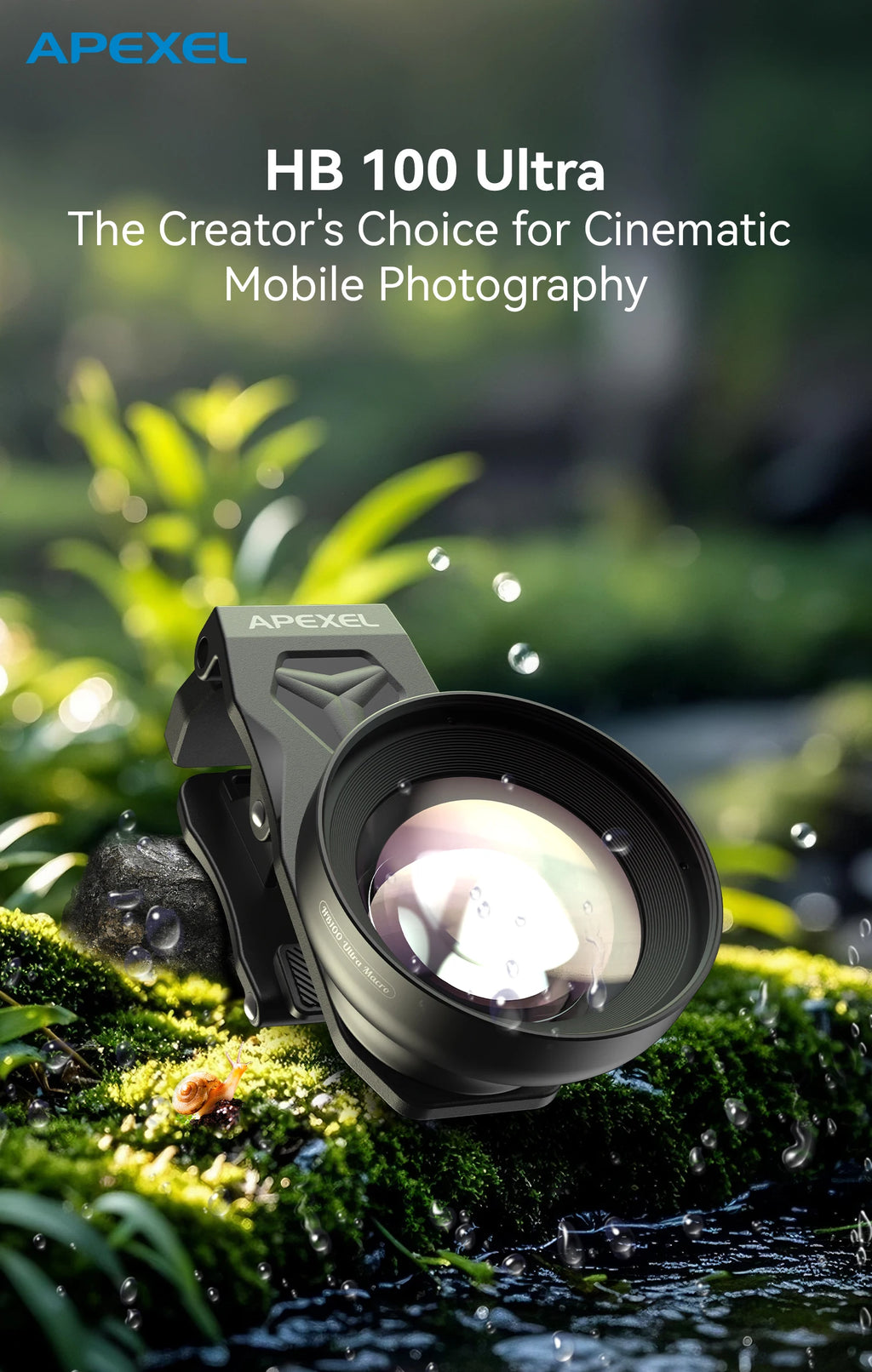 Lente Macro Ultra HD APEXEL 100mm con Luz LED y Filtros para Smartphones