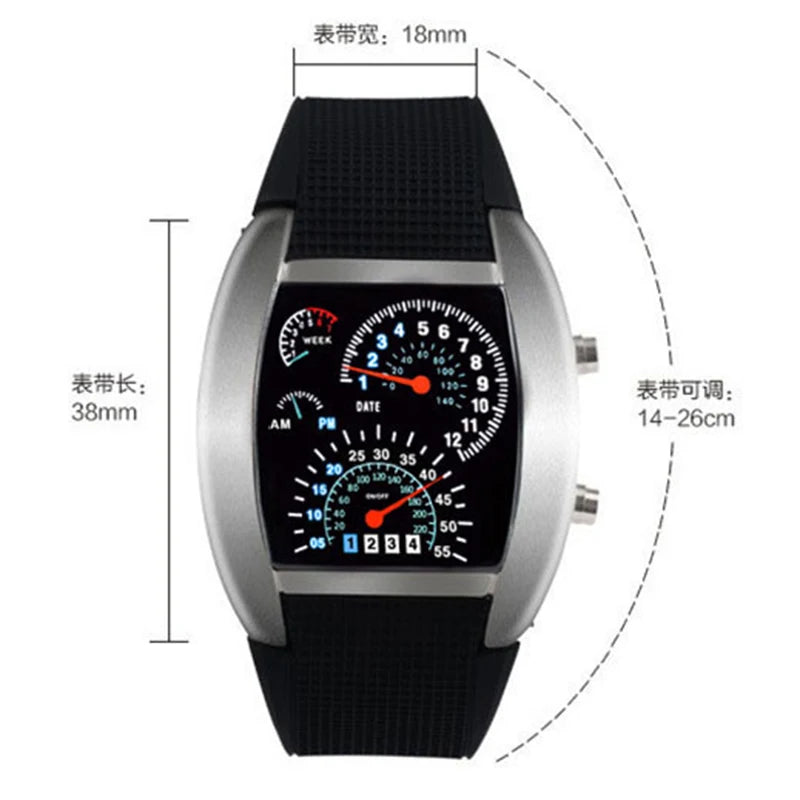 Reloj de pulsera de cuarzo a la moda para hombre, reloj electrónico LED de aviación deportiva, tablero de carreras con ventilador, reloj Digital masculino creativo para hombre