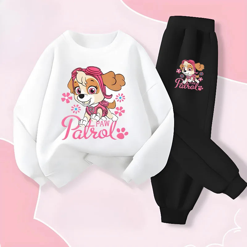 Primavera nueva Patrulla Canina de manga larga para niñas Top pantalón largo traje de dos piezas sudaderas con capucha casuales para niños conjuntos de chándal informal para niños