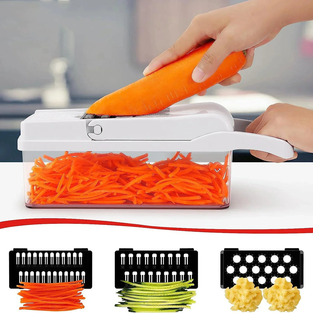 Picadora de verduras multifuncional, cortador de cebolla, ralladores de alimentos, rebanador, Dicer, desmontable, accesorios de cocina, paquete de 15