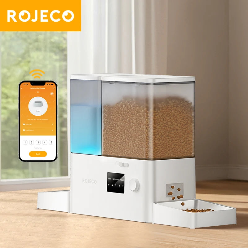 Comedero y Bebedero Automático WiFi para Mascotas ROJECO 2 en 1