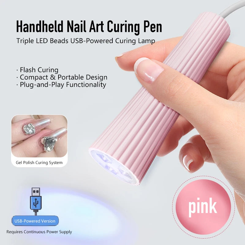 Mini lámpara LED UV para uñas, para secar esmalte de uñas en Gel, secador de uñas de mano, pegamento adhesivo de Gel UV, luz de curado, herramientas de manicura para decoración de uñas