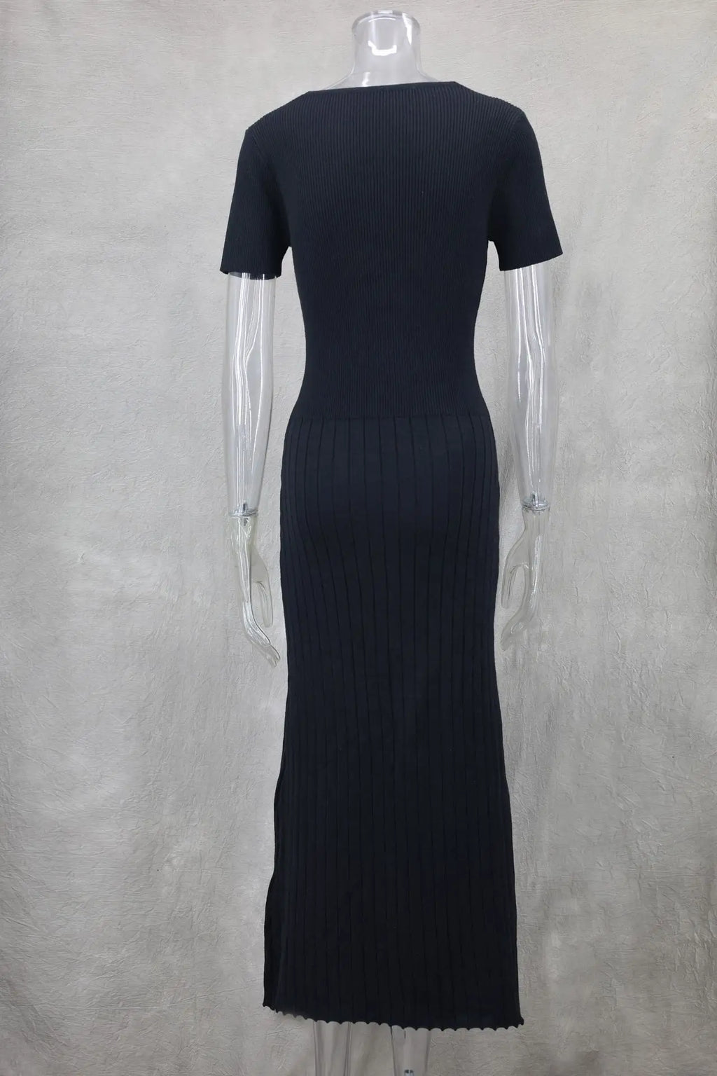 Vestido largo de punto con cuello en V para mujer, suéter elegante de un solo pecho, ropa de calle ceñida al cuerpo, moda de verano, 2024