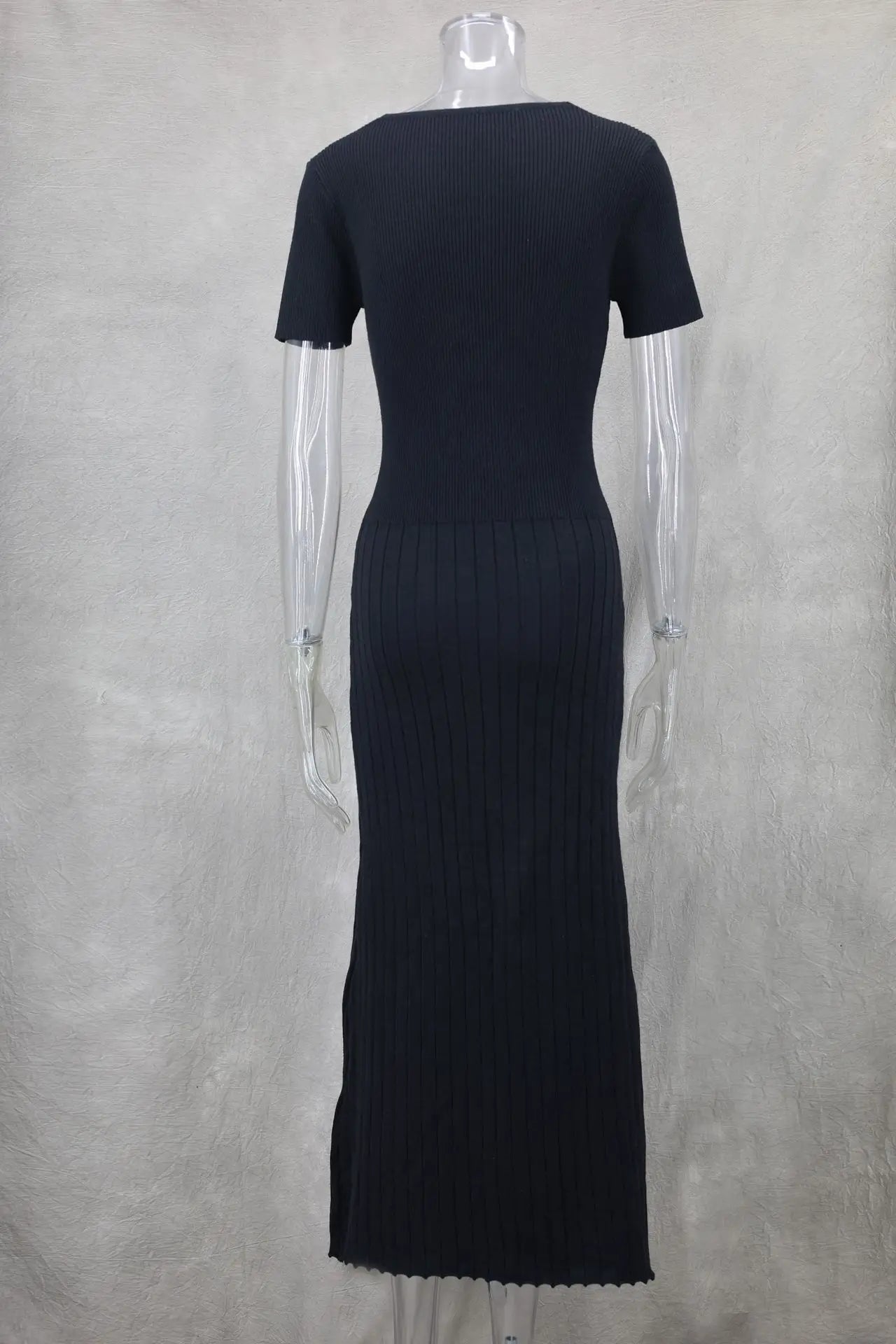 Vestido largo de punto con cuello en V para mujer, suéter elegante de un solo pecho, ropa de calle ceñida al cuerpo, moda de verano, 2024