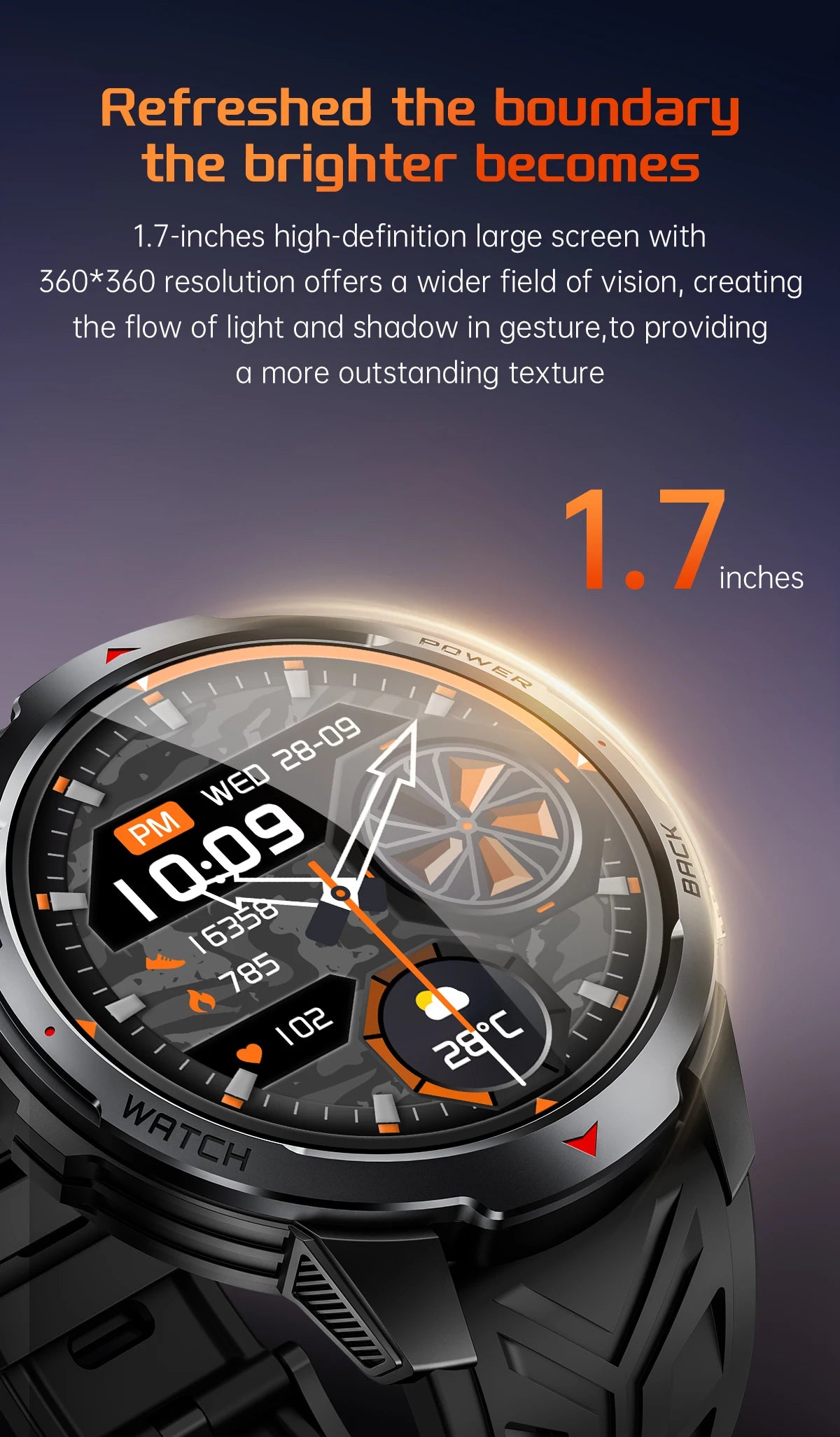 Reloj Inteligente KT88 Brújula Linterna 1100mAh