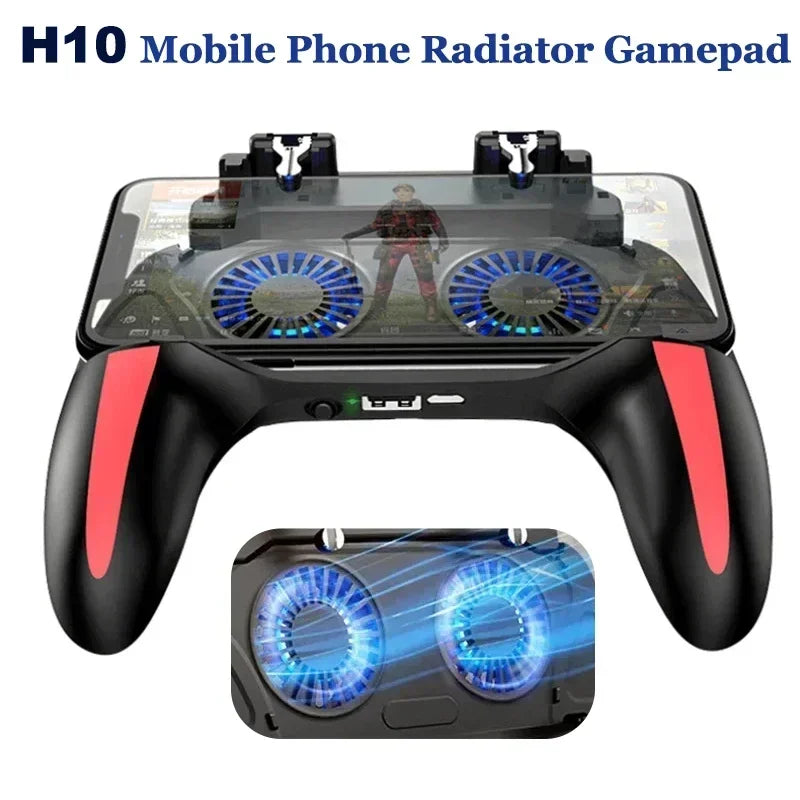 Mango de juego para teléfono móvil H10 de 4 dedos con radiador, mando de disparo, Joystick para IOS y Android, accesorios para juegos