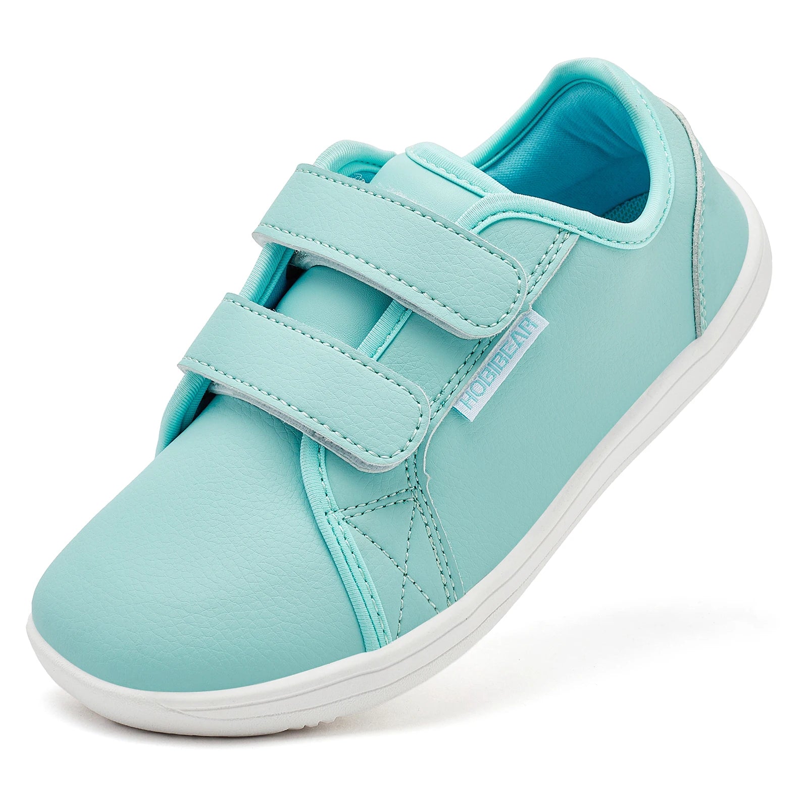 HOBIBEAR Zapatillas Descalzas para Niños Velcro Punta Ancha Cuero