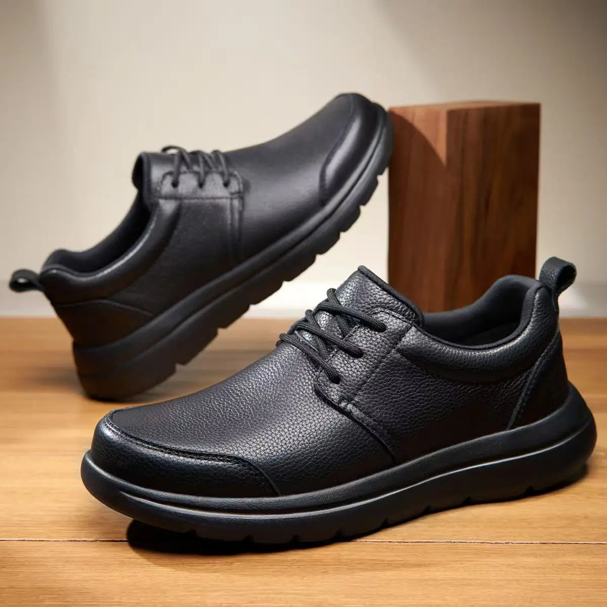 Zapatos informales sin cordones para hombre, zapatillas ligeras y cómodas, color negro, para papá mayor de mediana edad
