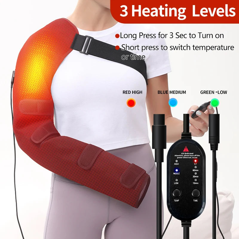 Protector de Brazo con Calefacción por Capa de Aire, Masajeador de Vibración para Aliviar el Dolor de Hombro Congelado y Codo, Soporte de Recuperación Térmico para el Brazo