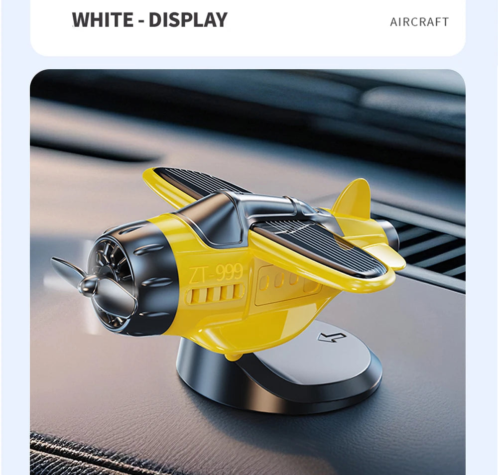 Mini avión con energía Solar, fragancia sólida, consola central para coche, adorno para salpicadero 360 °   Aire más fresco giratorio para aviones creativos